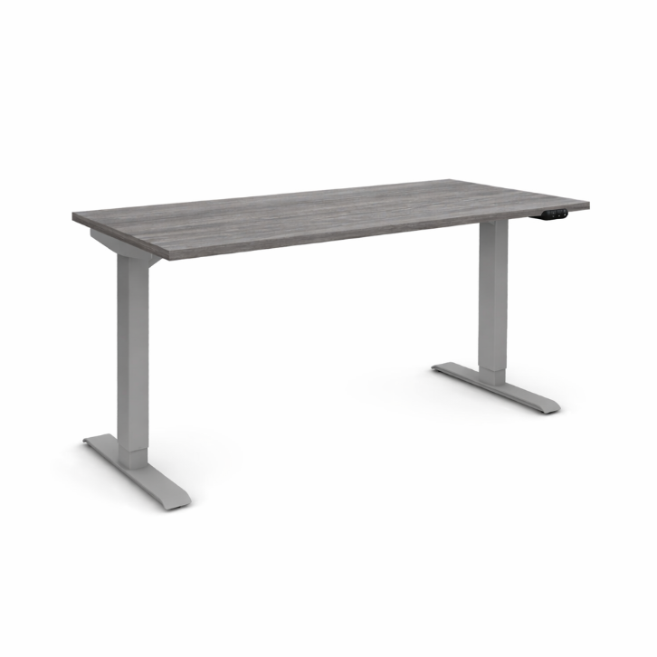 Newport Grey with Silver Steel Height Adjustable Desk
